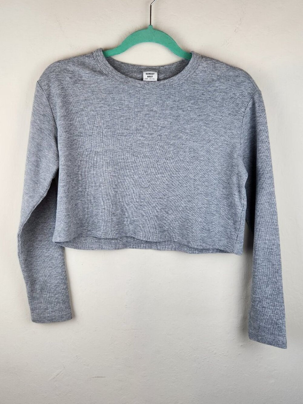Sunday Best Aritzia Relaxed Cropped Baby Waffle Thermal Long Sleeve Top XXS